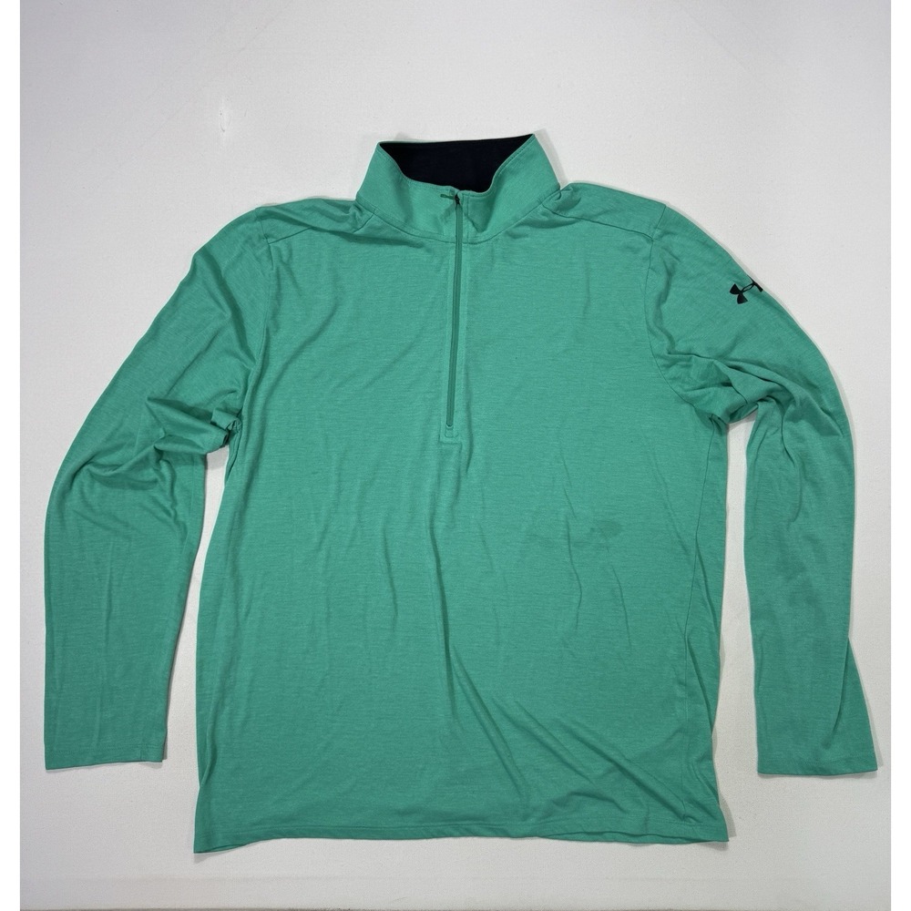 Under Armour Threadborne Heat Gear Green 1/4 Zip Men's XL Lightweight Activewear